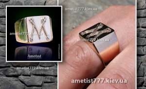 Золотая печатка с инициалами на заказ в Киеве